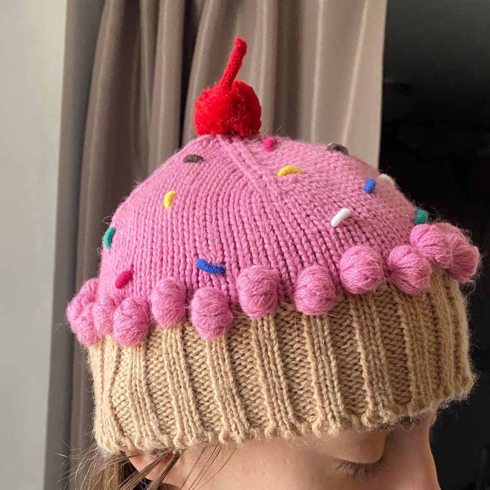 Pink Cupcake Knit Hat